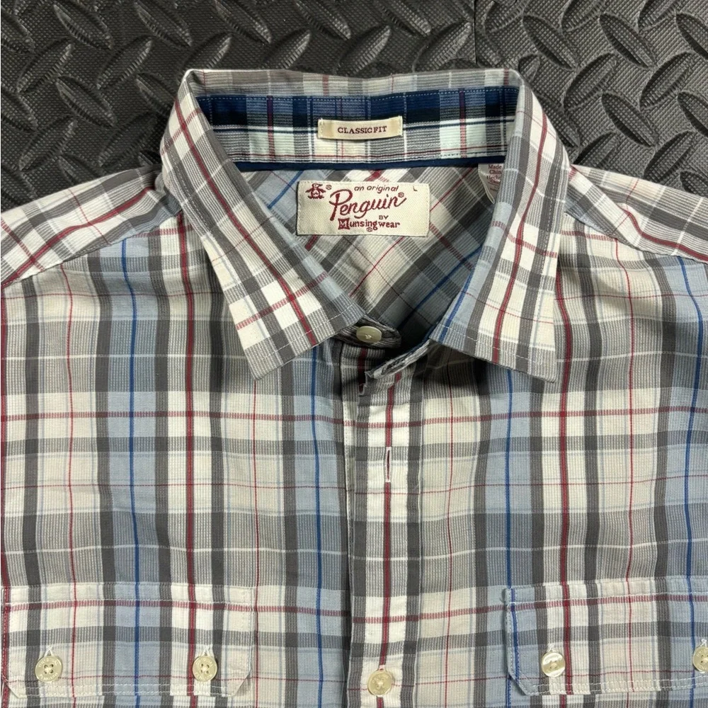 Original Penguin Plaid Button Down Shirt Men’s Classic Fit Long Sleeve - Picture 3 of 12